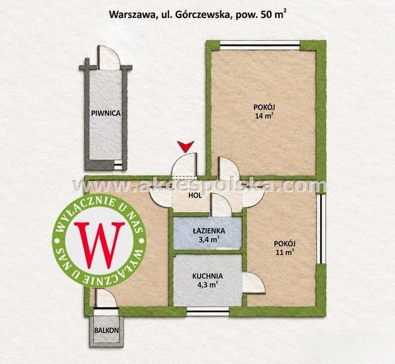 Mieszkanie 3-pokojowe na sprzedaż, Warszawa – Górczewska