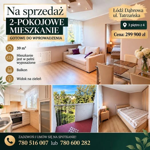Mieszkanie 2-pokojowe na sprzedaż, Łódź – Tatrzańska